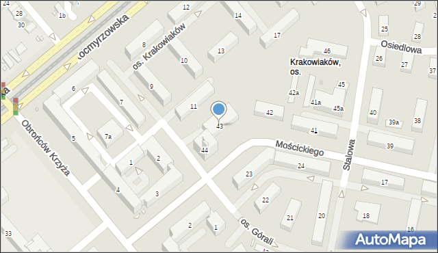 Kraków, Osiedle Krakowiaków, 43, mapa Krakowa