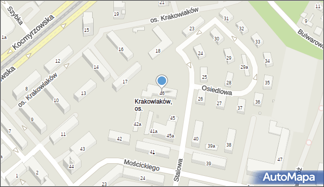 Kraków, Osiedle Krakowiaków, 46, mapa Krakowa