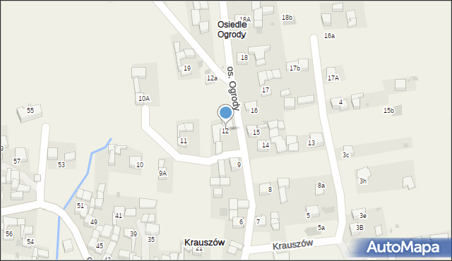 Krauszów, Osiedle Ogrody, 12, mapa Krauszów