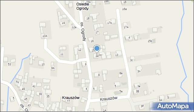 Krauszów, Osiedle Ogrody, 14, mapa Krauszów