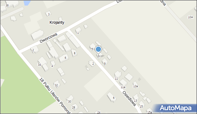Krojanty, Osiedlowa, 7, mapa Krojanty