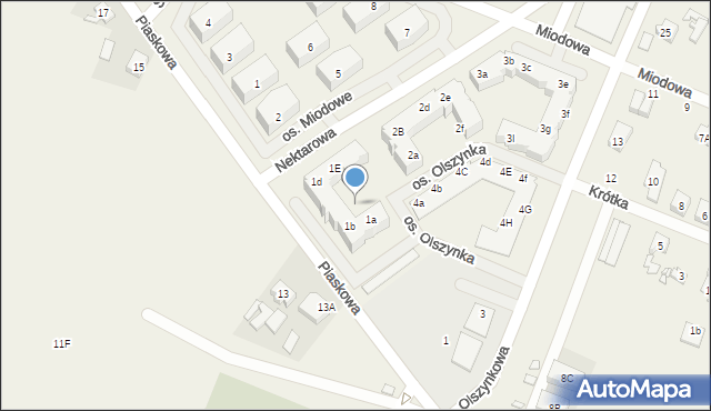 Krosno, Osiedle Olszynka, 1b, mapa Krosna