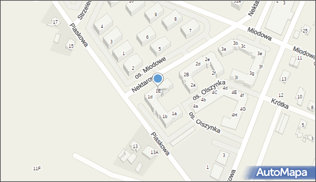 Krosno, Osiedle Olszynka, 1E, mapa Krosna