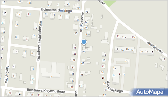 Krosno Odrzańskie, Osiedle Północne, 68, mapa Krosno Odrzańskie