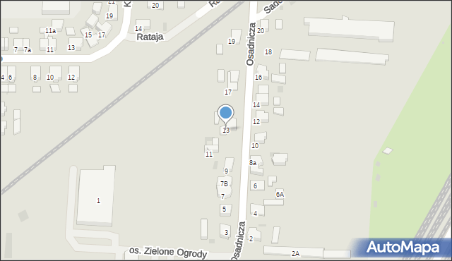 Krotoszyn, Osadnicza, 13, mapa Krotoszyna