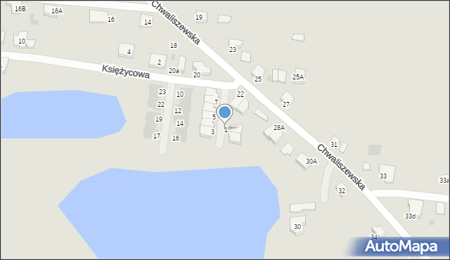 Krotoszyn, Osiedle Księżycowe, 1, mapa Krotoszyna