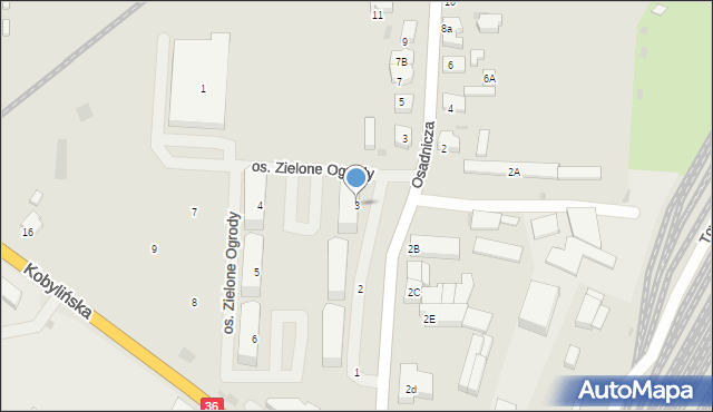 Krotoszyn, Osiedle Zielone Ogrody, 3, mapa Krotoszyna