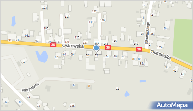 Krotoszyn, Ostrowska, 72, mapa Krotoszyna