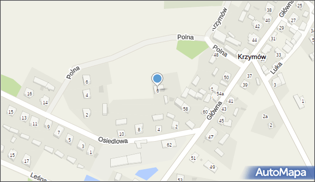 Krzymów, Osiedlowa, 6, mapa Krzymów