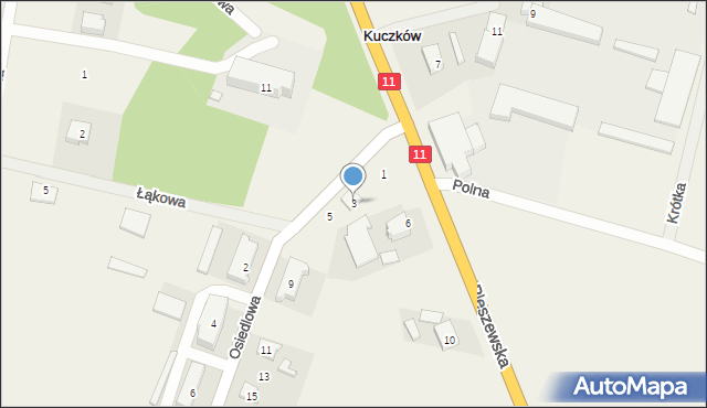 Kuczków, Osiedlowa, 3, mapa Kuczków