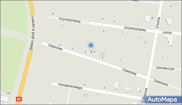 Kutno, Osieckiej Agnieszki, 8, mapa Kutno