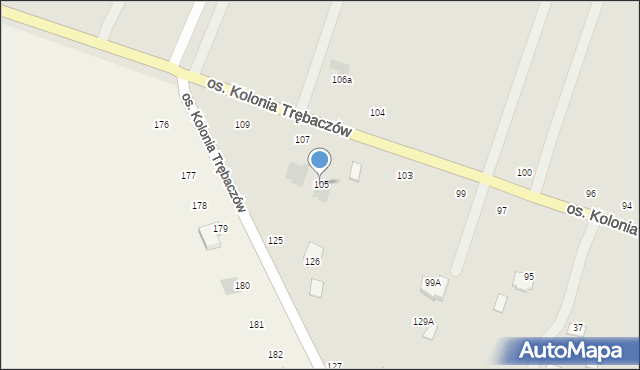 Łęczna, Osiedle Kolonia Trębaczów, 105, mapa Łęczna
