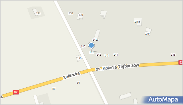 Łęczna, Osiedle Kolonia Trębaczów, 141, mapa Łęczna