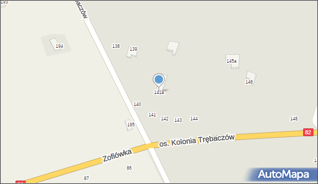 Łęczna, Osiedle Kolonia Trębaczów, 141a, mapa Łęczna