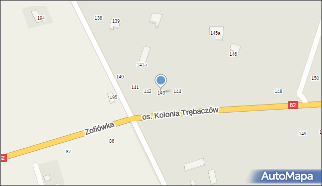 Łęczna, Osiedle Kolonia Trębaczów, 143, mapa Łęczna