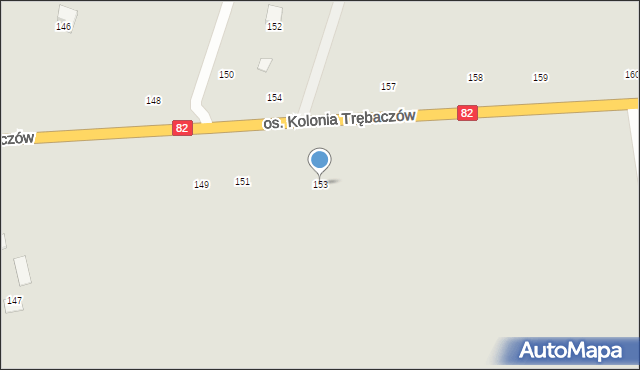 Łęczna, Osiedle Kolonia Trębaczów, 153, mapa Łęczna