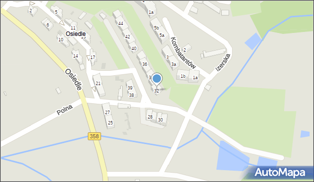 Leśna, Osiedle, 32, mapa Leśna