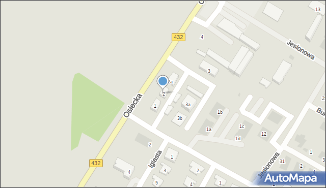 Leszno, Osiecka, 2, mapa Leszno