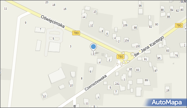 Liszki, Oświęcimska, 1, mapa Liszki