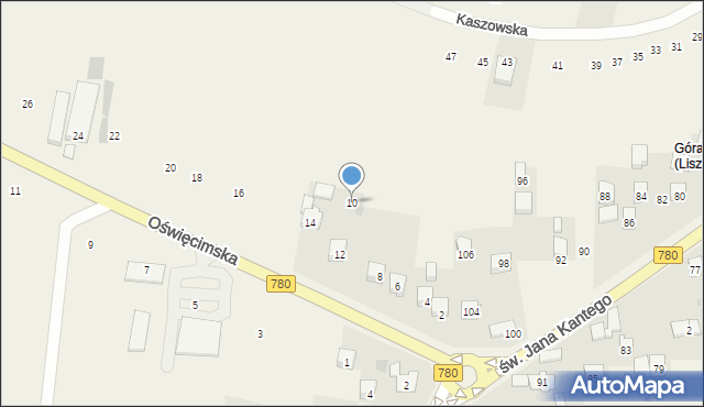 Liszki, Oświęcimska, 10, mapa Liszki