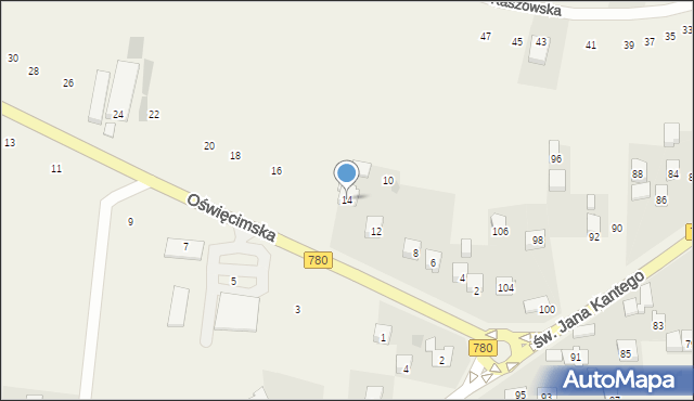 Liszki, Oświęcimska, 14, mapa Liszki