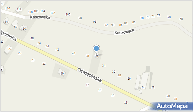 Liszki, Oświęcimska, 36, mapa Liszki