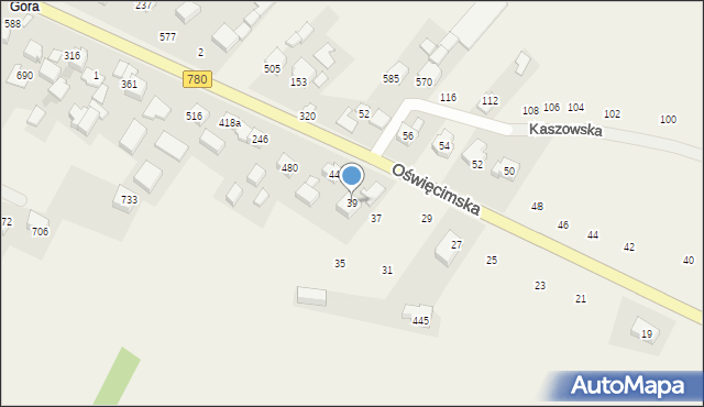 Liszki, Oświęcimska, 39, mapa Liszki