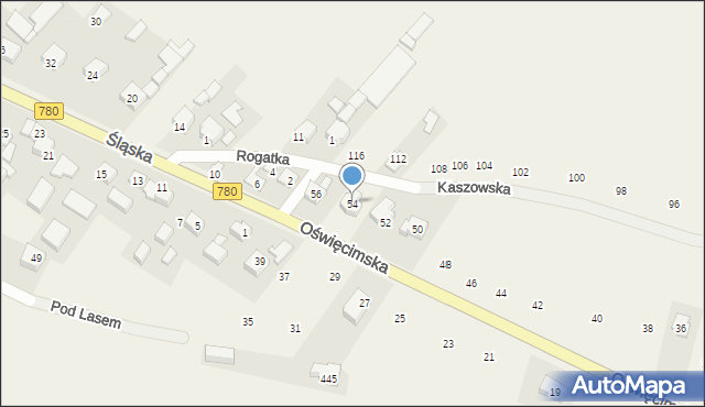 Liszki, Oświęcimska, 54, mapa Liszki