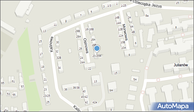 Łódź, Osinowa, 20-20A, mapa Łodzi