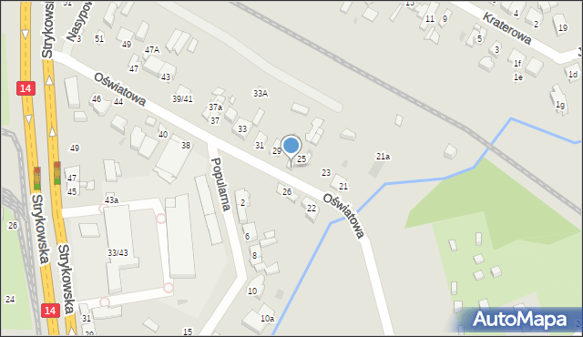 Łódź, Oświatowa, 27, mapa Łodzi