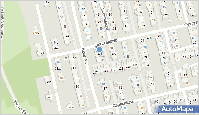 Łódź, Oszczepowa, 106, mapa Łodzi