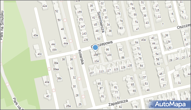 Łódź, Oszczepowa, 108, mapa Łodzi