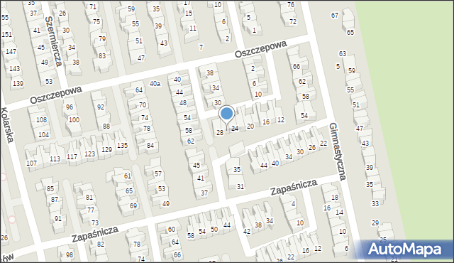 Łódź, Oszczepowa, 26, mapa Łodzi