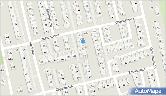 Łódź, Oszczepowa, 76, mapa Łodzi