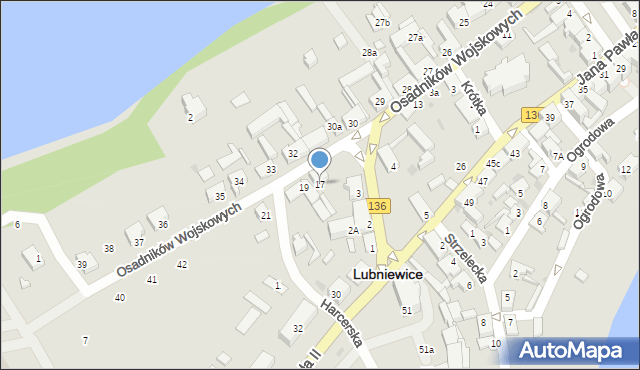 Lubniewice, Osadników Wojskowych, 17, mapa Lubniewice