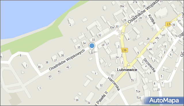 Lubniewice, Osadników Wojskowych, 21, mapa Lubniewice