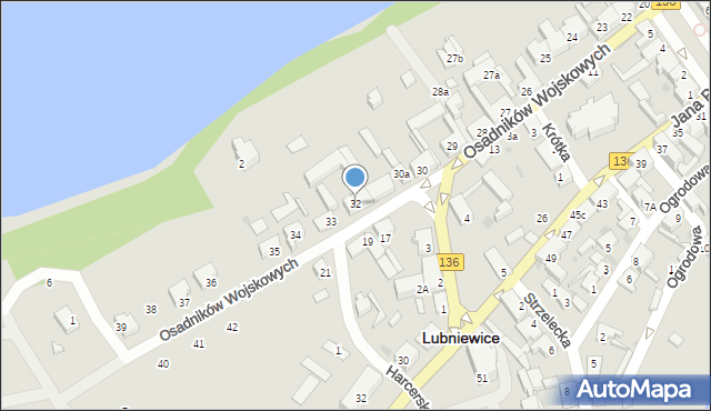 Lubniewice, Osadników Wojskowych, 32, mapa Lubniewice