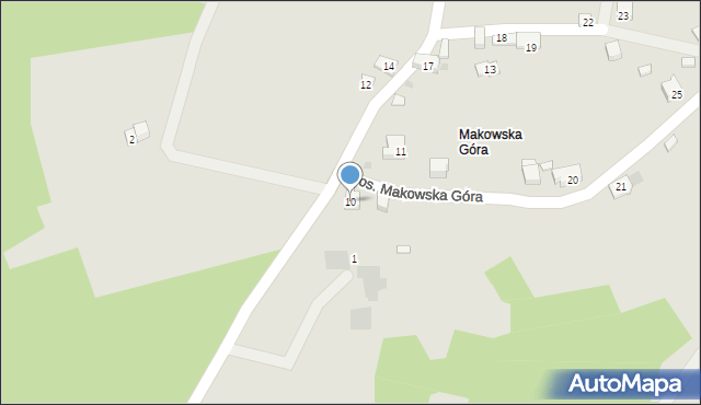 Maków Podhalański, Osiedle Makowska Góra, 10, mapa Maków Podhalański