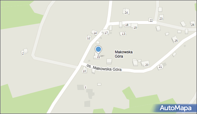 Maków Podhalański, Osiedle Makowska Góra, 11, mapa Maków Podhalański