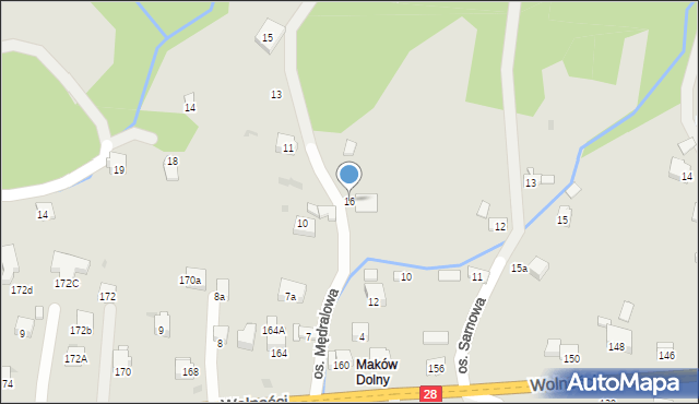 Maków Podhalański, Osiedle Mędralowa, 16, mapa Maków Podhalański
