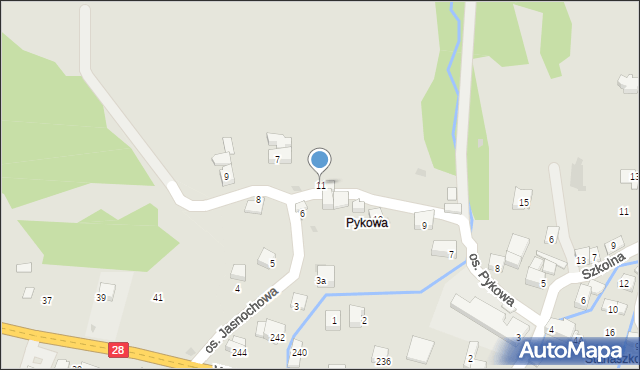 Maków Podhalański, Osiedle Pykowa, 11, mapa Maków Podhalański