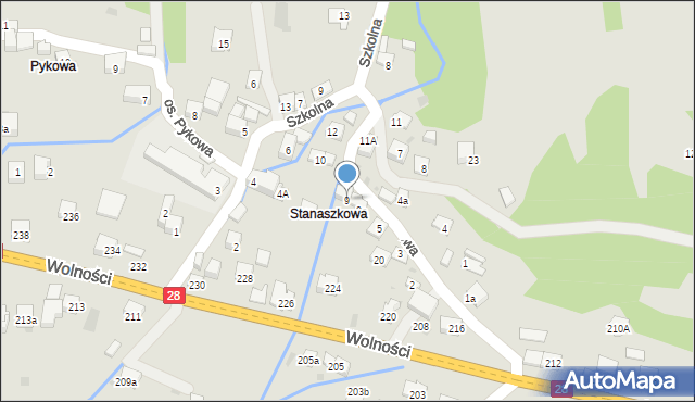 Maków Podhalański, Osiedle Stanaszkowa, 9, mapa Maków Podhalański