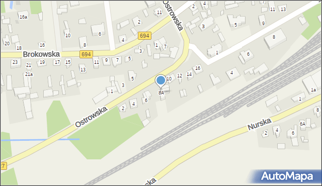 Małkinia Górna, Ostrowska, 8A, mapa Małkinia Górna