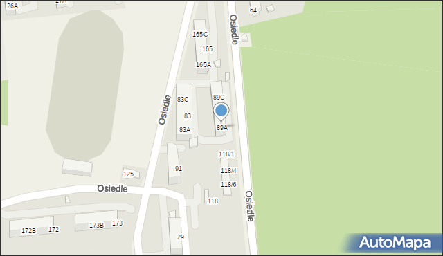 Mierzęcice, Osiedle, 89A, mapa Mierzęcice