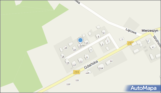 Mierzeszyn, Osiedlowa, 12, mapa Mierzeszyn