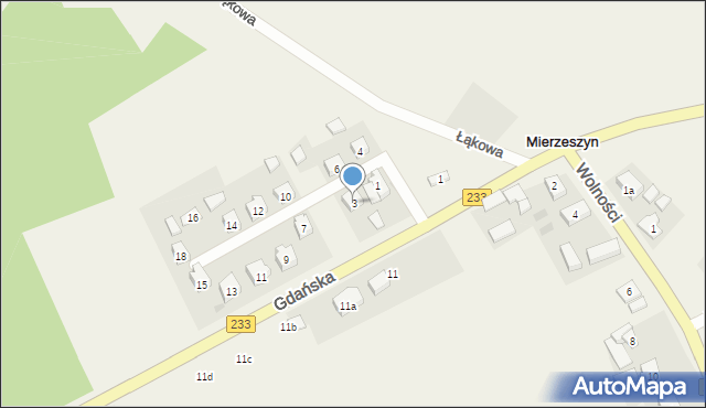 Mierzeszyn, Osiedlowa, 3, mapa Mierzeszyn