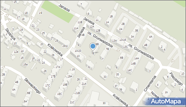 Mikołów, Osiedle Grunwaldzkie, 8, mapa Mikołów