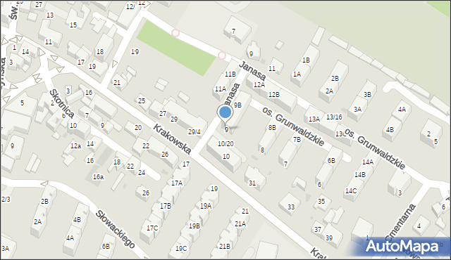 Mikołów, Osiedle Grunwaldzkie, 9, mapa Mikołów