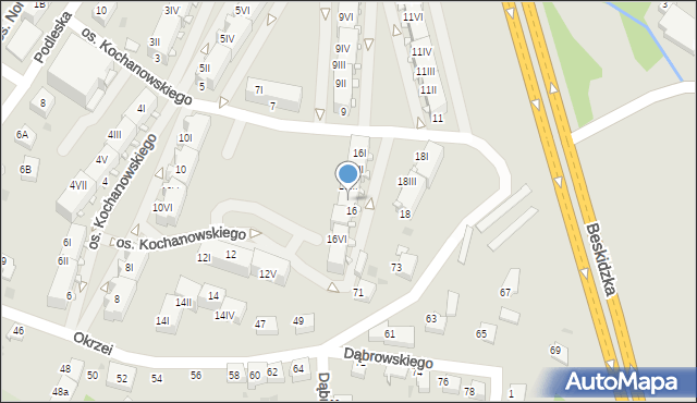 Mikołów, Osiedle Kochanowskiego Jana, 16IV, mapa Mikołów