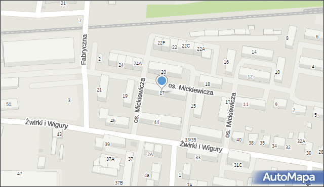 Mikołów, Osiedle Mickiewicza Adama, 17, mapa Mikołów